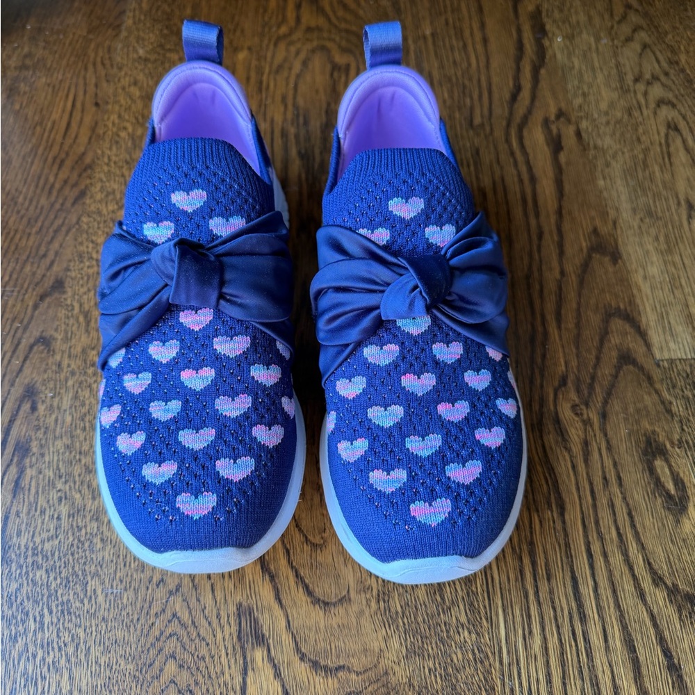 Skechers Girls Blue Heart Pattern Slip-On Shoes